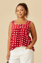 Ruby - Margie Tie Back Top, Garnet Polka Dot