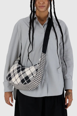Baggu - Medium Nylon Crescent Bag, Mixed Plaid