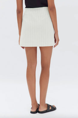 Assembly Label - Leila Linen Skirt, Cream Pinstripe