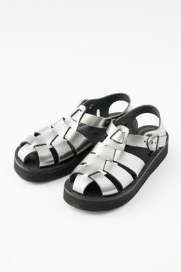 Organic Handloom - Gurkha Platform Sandal, Silver