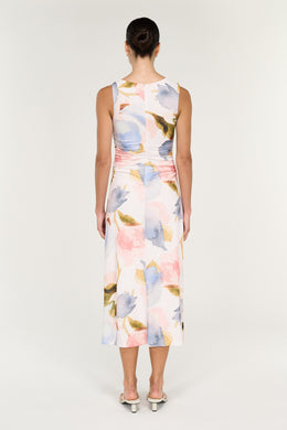 Staple The Label - Valea Mesh Midi Dress, Pastel Floral Watercolour