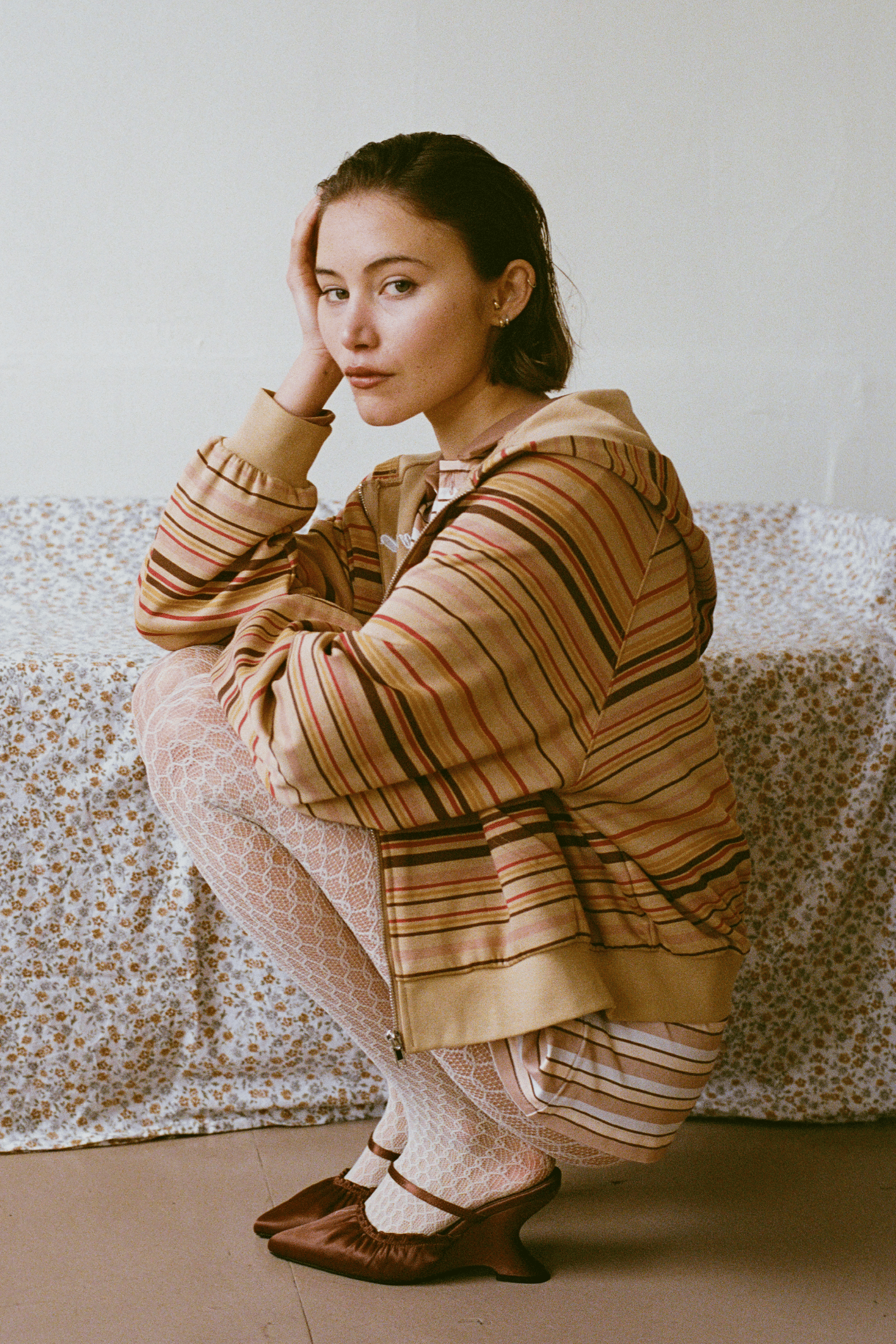 Commonplace - Ralph Zip Up Hoodie, Sunset Stripe