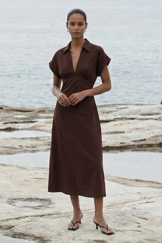 Staple The Label - Rhodes Midi Dress, Chocolate