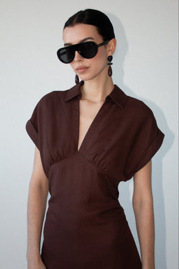Staple The Label - Rhodes Midi Dress, Chocolate