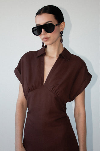 Staple The Label - Rhodes Midi Dress, Chocolate