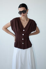 Staple The Label - Rhodes V Neck Top, Chocolate