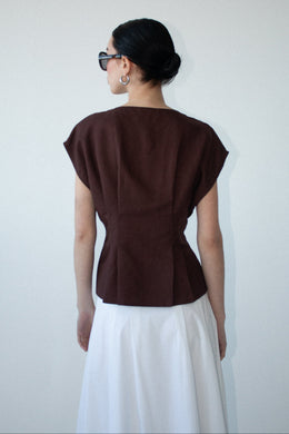 Staple The Label - Rhodes V Neck Top, Chocolate