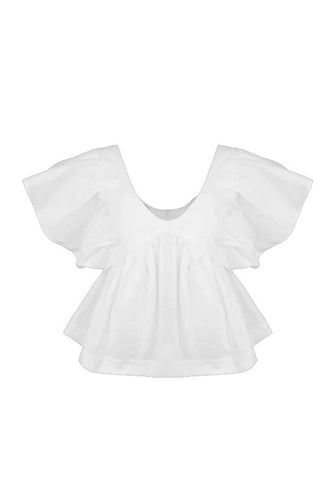 Ruby - Noni Ruffle Top, White
