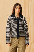 Ruby - Swann Sweater, Navy Grey Stripe