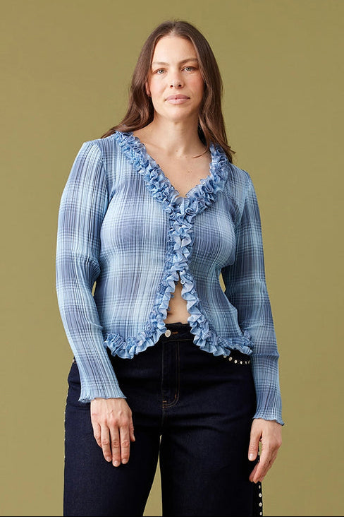 Ruby - Chelsea Crinkle Top, Blue Tartan