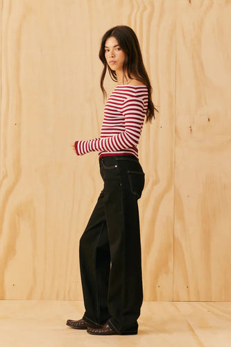 Ruby - Emma Knit Longsleeve, Burgundy Pink Stripe