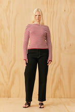 Ruby - Emma Knit Longsleeve, Burgundy Pink Stripe