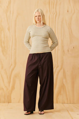 Ruby - Esme Long Sleeve Top, Grey Marle Butter Stripe