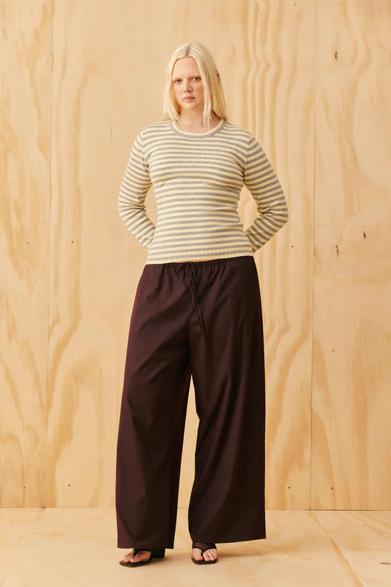 Ruby - Esme Long Sleeve Top, Grey Marle Butter Stripe