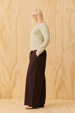 Ruby - Esme Long Sleeve Top, Grey Marle Butter Stripe