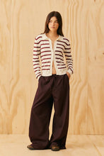 Ruby - Esme Polo Shirt, White Burgundy Stripe