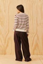 Ruby - Esme Polo Shirt, White Burgundy Stripe