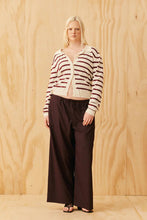 Ruby - Esme Polo Shirt, White Burgundy Stripe