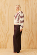 Ruby - Esme Polo Shirt, White Burgundy Stripe