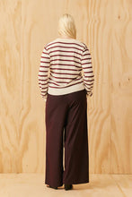 Ruby - Esme Polo Shirt, White Burgundy Stripe