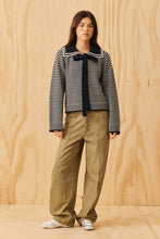 Ruby - Swann Sweater, Navy Grey Stripe