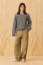 Ruby - Swann Sweater, Navy Grey Stripe