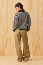 Ruby - Swann Sweater, Navy Grey Stripe