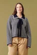 Ruby - Swann Sweater, Navy Grey Stripe
