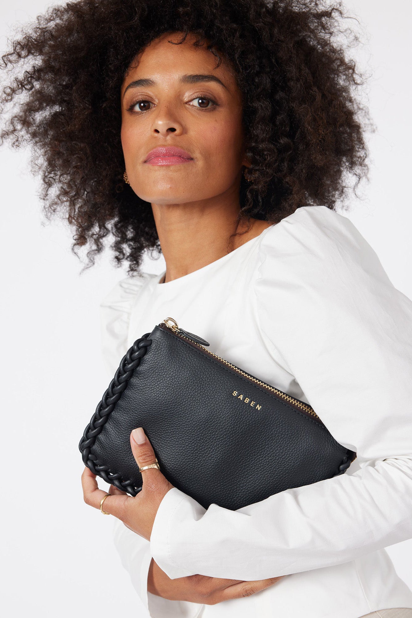 Saben Tilly s Big Sis Crossbody Bag Black Plaited Edge