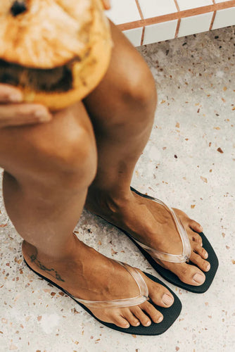 Sandos - Jelly Jandal, Clear/ Black