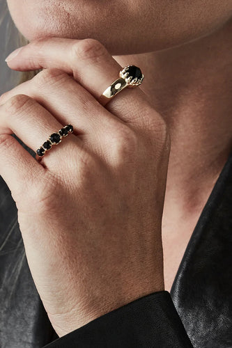 Stolen Girlfriends Club Jewellery - Baby Claw Ring, 18K Gold Plated/ Onyx