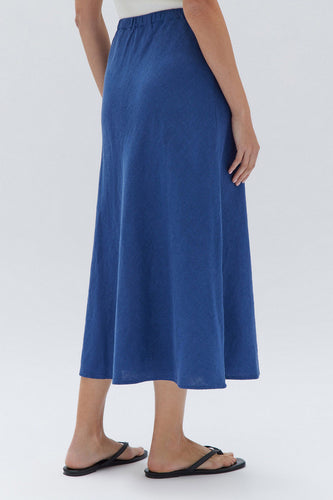 Assembly Label - Stella Linen Bias Skirt, Royal