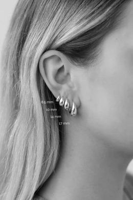 Sophie - Drop Huggies 14mm, Silver