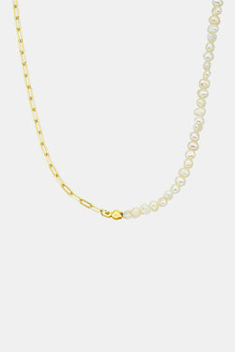Sophie - Pearl Mini Link Necklace, Gold