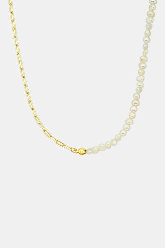 Sophie - Pearl Mini Link Necklace, Gold