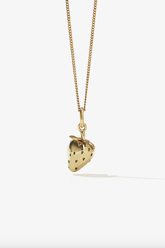 Meadowlark - Strawberry Charm Necklace, Gold Plated