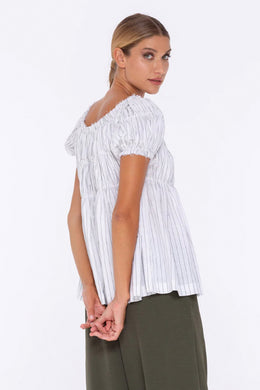 Blak - Butterfly Top, White/Black Pinstripe