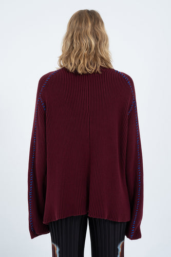 Arthur - Oversized Stitch Sweater, Maroon
