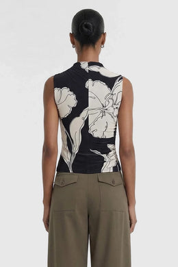 Staple The Label - Veda Mesh Top, Black/Cream Floral