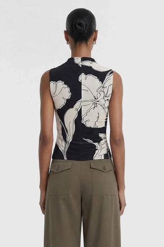 Staple The Label - Veda Mesh Top, Black/Cream Floral