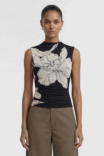 Staple The Label - Veda Mesh Top, Black/Cream Floral