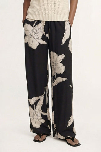 Staple The Label - Veda Relaxed Pant, Black/Cream Floral