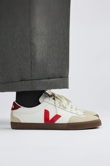 Veja - Volley Leather Sneaker, White/Pekin/Bark