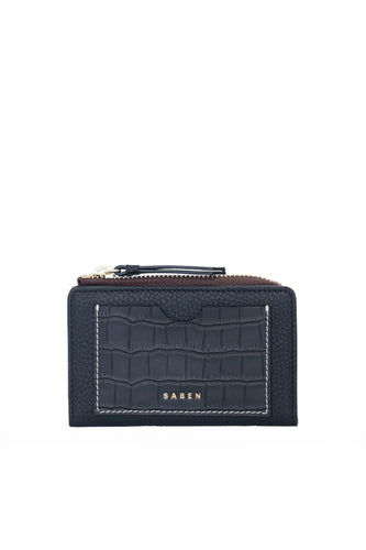 Saben - Wednesday Wallet, Black Croc / White Stitch