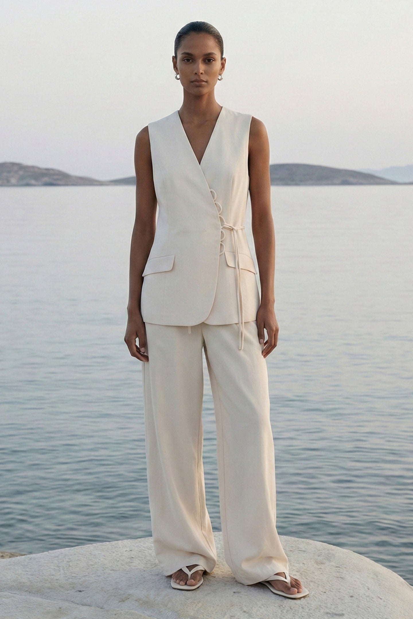 Staple the Label - Willow Loop Detail Vest, Stone