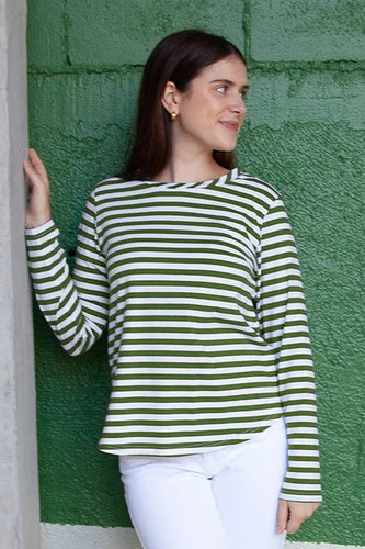 Wilson Trollope - Emilia Top L/S, Forest Stripe