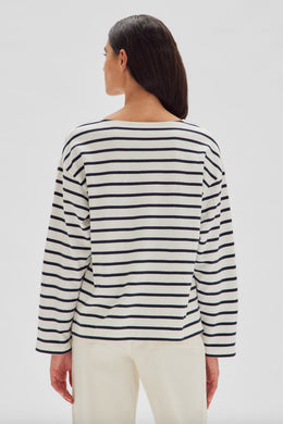 Assembly Label - Bateau Long Sleeve Tee, True Navy Stripe