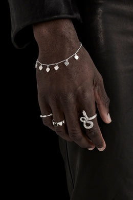 Stolen Girlfriends Club Jewellery - Band of Hearts Ring, Onyx/Silver