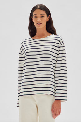 Assembly Label - Bateau Long Sleeve Tee, True Navy Stripe