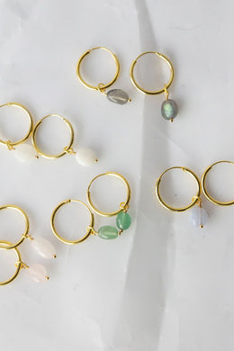 Crushes - Gemstone Hoops, Light Green Amazonite/Gold